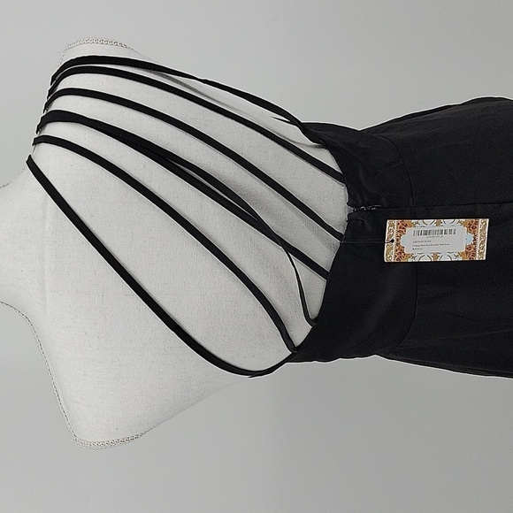 Boohoo Black Strappy Back One Shoulder Midi Dress Size 8 - Picture 7 of 17